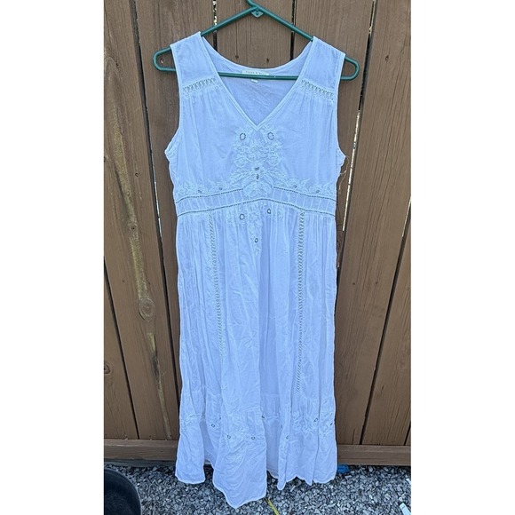 Dresses & Skirts - Flint & Moss Cotton Embroidered Size Small Wedding Beach Maxi Dress Boho Hippie